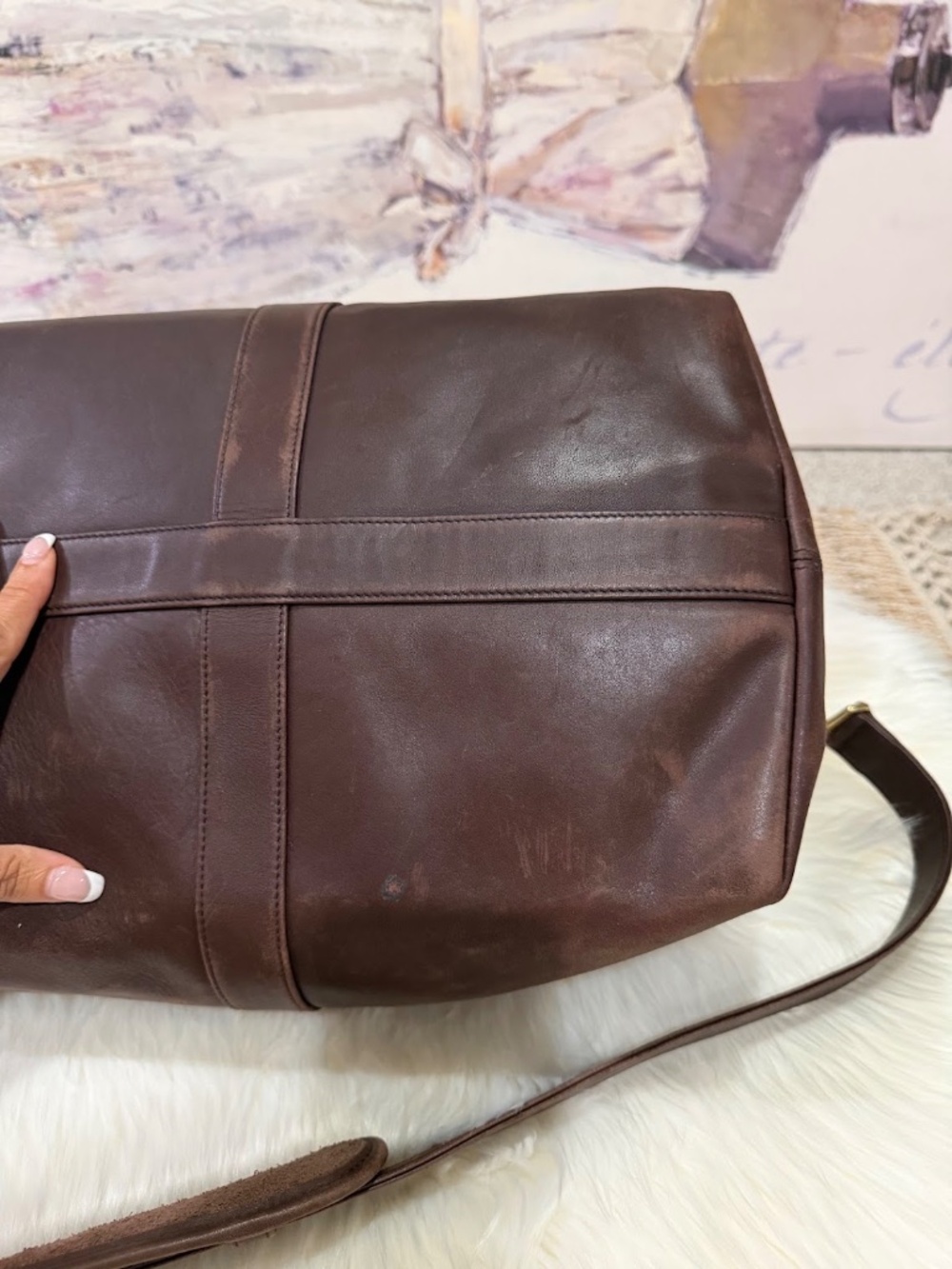 Vintage Coach Brown Leather Large Travel Weekender Duffle Bag Style 0502 - Picture 15 of 16